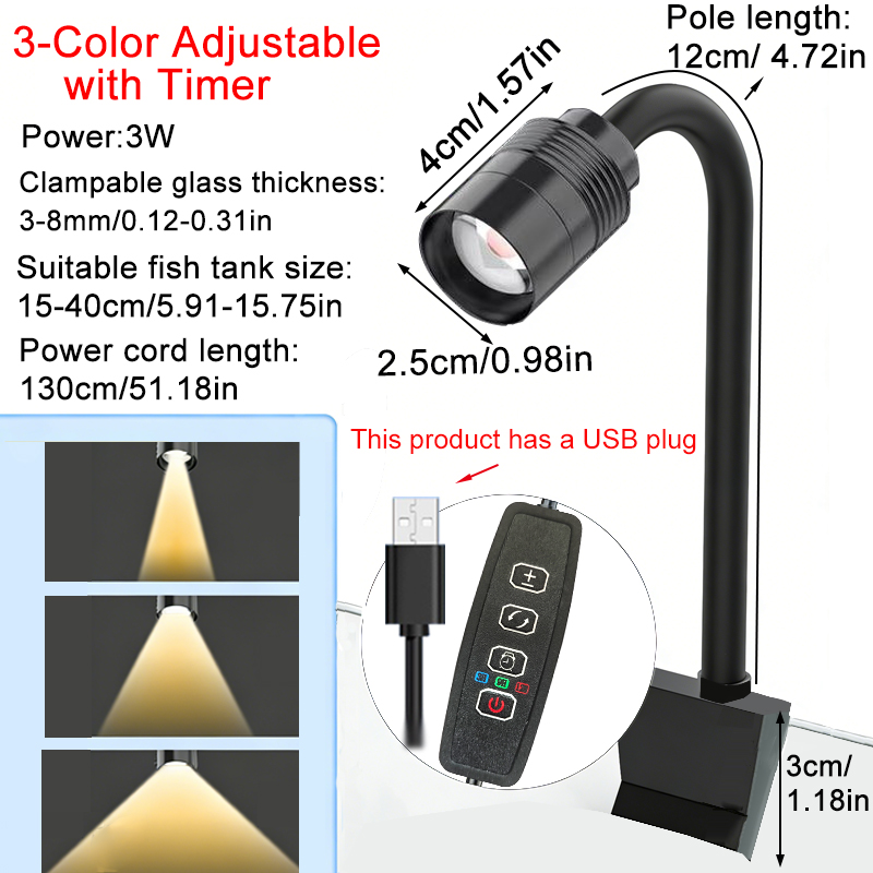 Aquarium Marine Light - USB 3W South American Aquarium Spotlight