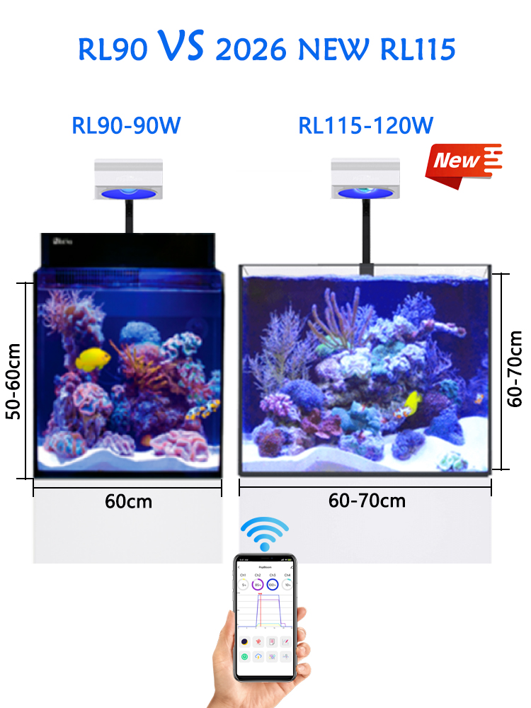 Aquarium Marine Fishes - PopBloom 90W 120W LED Saltwater Reef